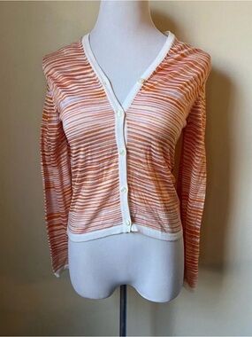 Missoni Orange and White Striped Lightweight Cardigan